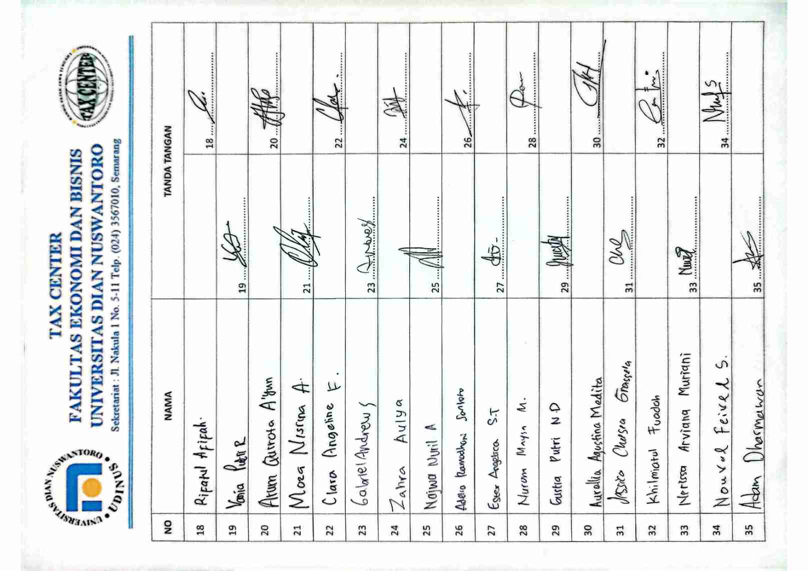 2. Daftar Hadir Peserta